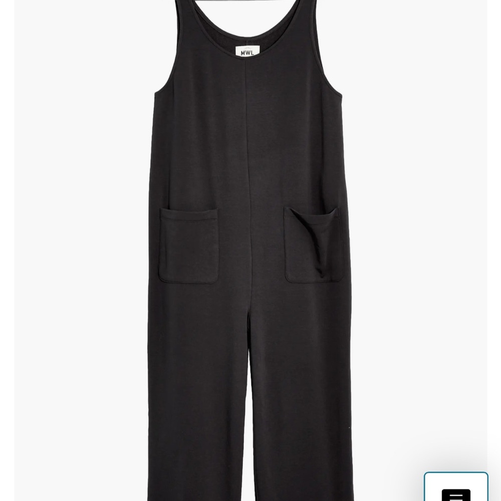 Madewell MWL Superbrushed Black Coal Gray Sleeveless Terry Jumpsuit with Pockets